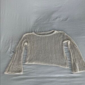 Le Lis Cream Ribbed Knit Sweater